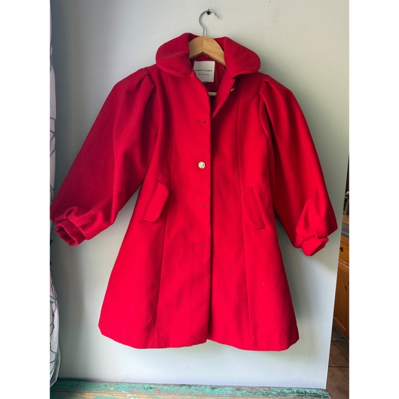 Janie and Jack Other - Janie and Jack Girls balloon sleeve Coat Size 7-8 Bradbury Red Wool Blend